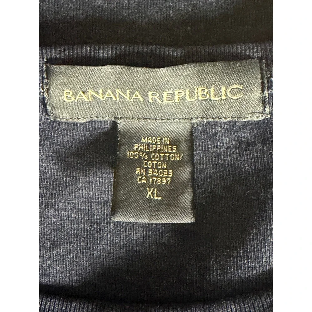 Banana Republic Navy Long Sleeve Cotton Tee XL Crewneck Heathered Essential